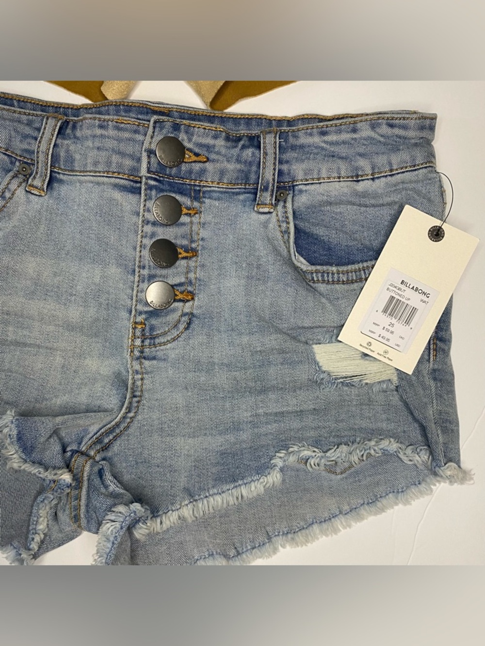 New Billabong Denim Distressed Jean Shorts Size 25 - Picture 3 of 6